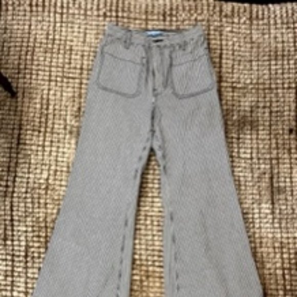 ShowMeYourMumu High Waisted Striped Bell Bottoms - Picture 1 of 4
